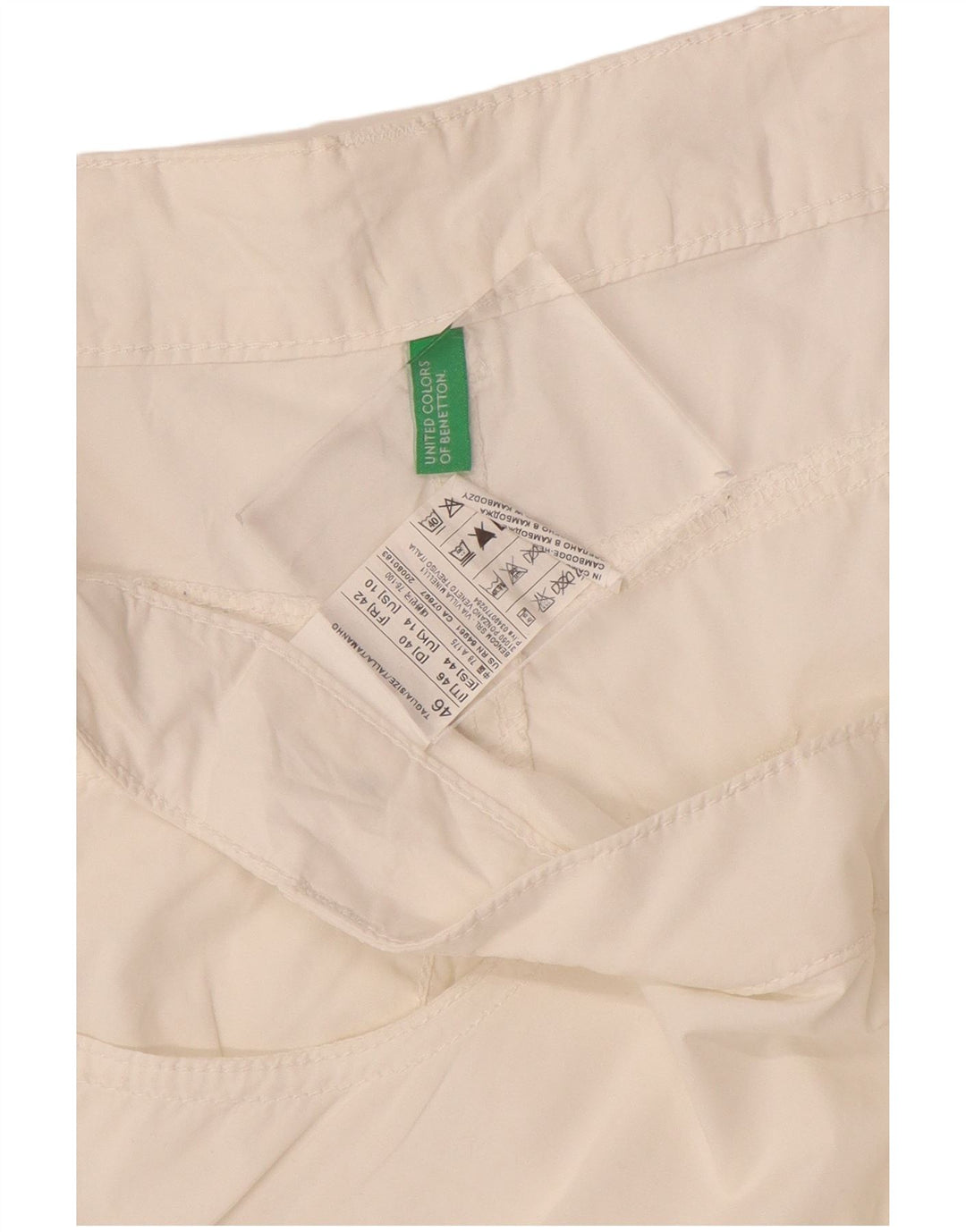 BENETTON Casual Shorts til kvinder UK 14 Large W38 White Bomuld