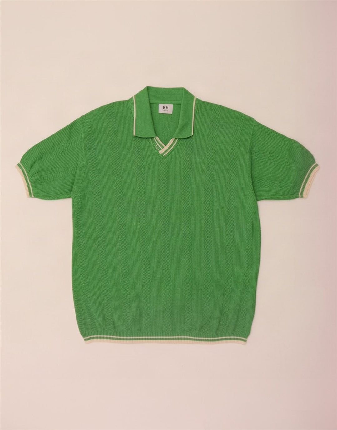 Vintage herre kortærmet polo hals sweater mellemgrøn