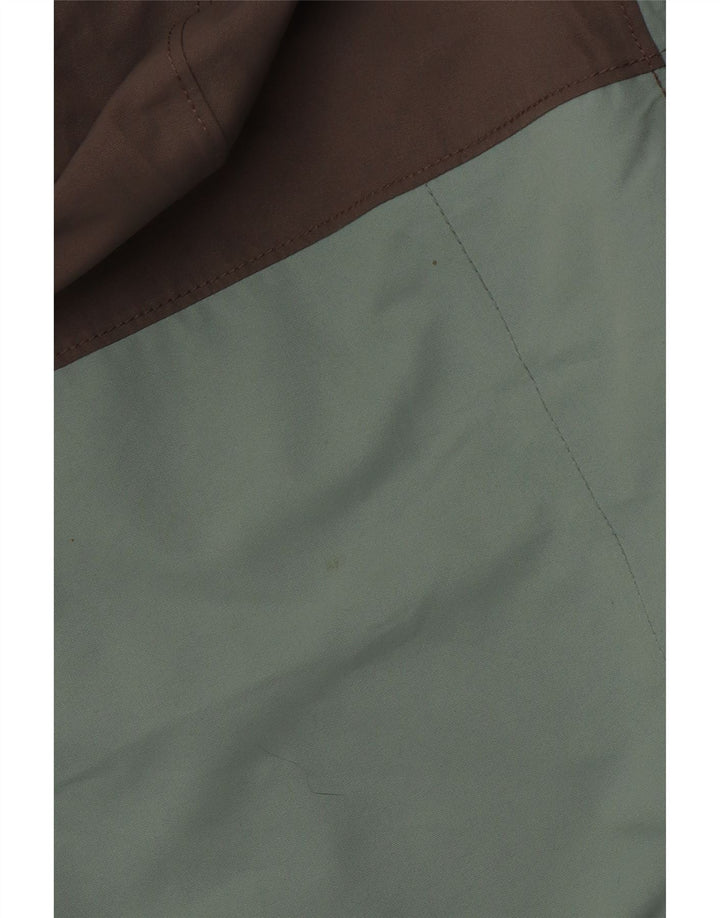 COLUMBIA Regnfrakke med hætte til kvinder UK 14 Medium Green Colourblock Polyester