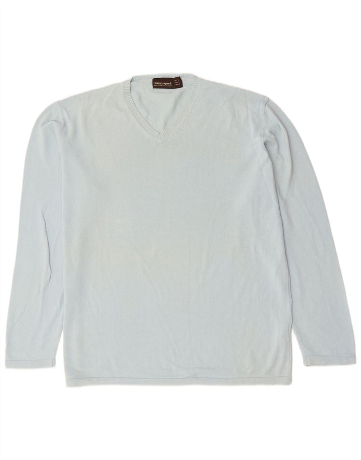 Zara Herre V-hals sweater Stor Blå Bomuld