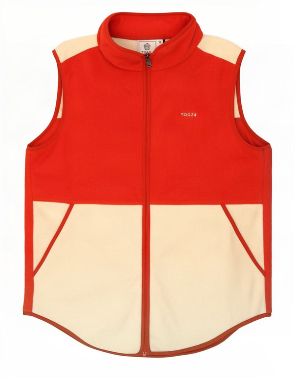 Tog 24 Womens Oversized Fleece Gilet UK 16 Large Red Colourblock Polyester