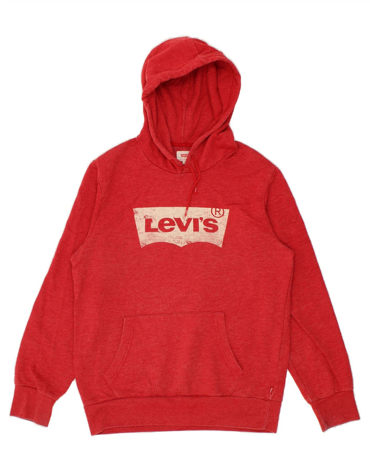 LEVI'S Mens Graphic Hoodie Jumper Medium Red Vintage Levi's and Second-Hand Levi's from Messina Hembry 