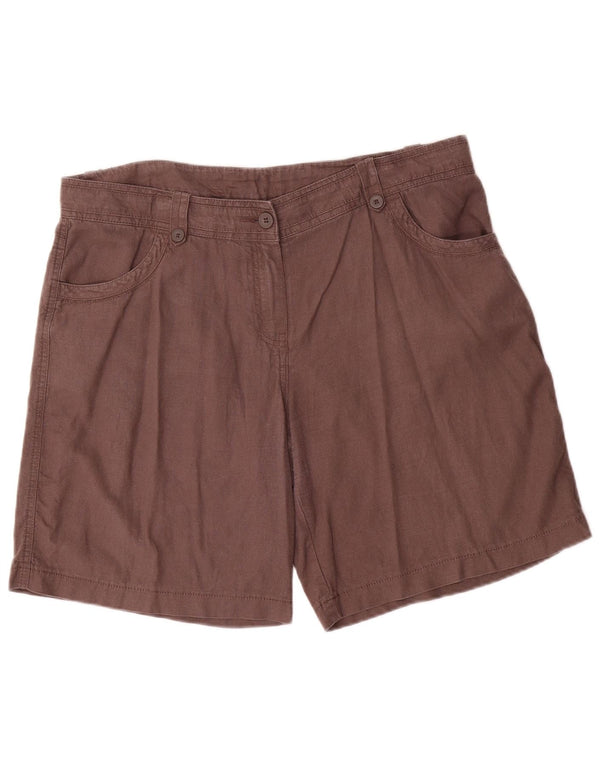 Marks & Spencer Kvinder Casual Shorts UK 16 Large W36 Brown Linen