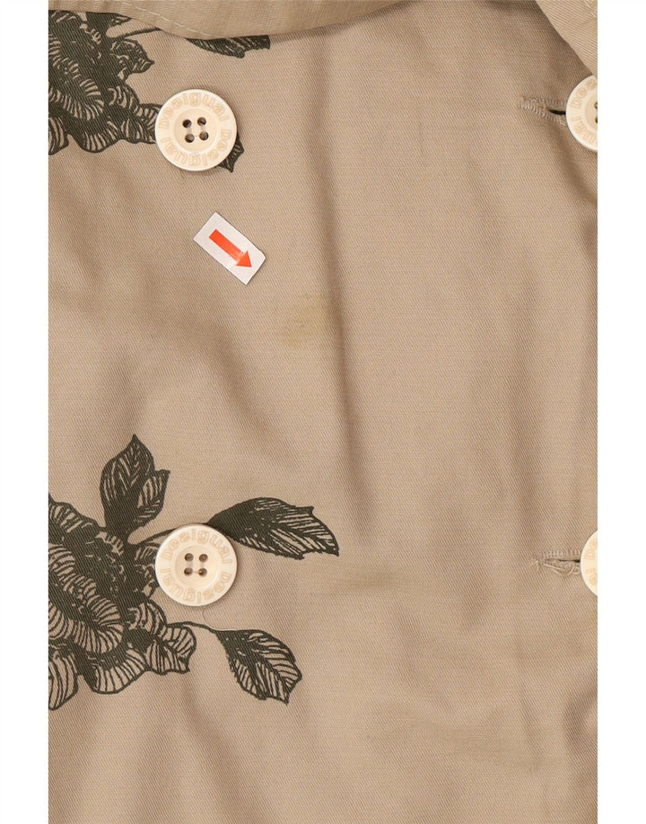 Desigual Dame Dobbeltradet Trench Coat EU 38 Medium Beige Floral