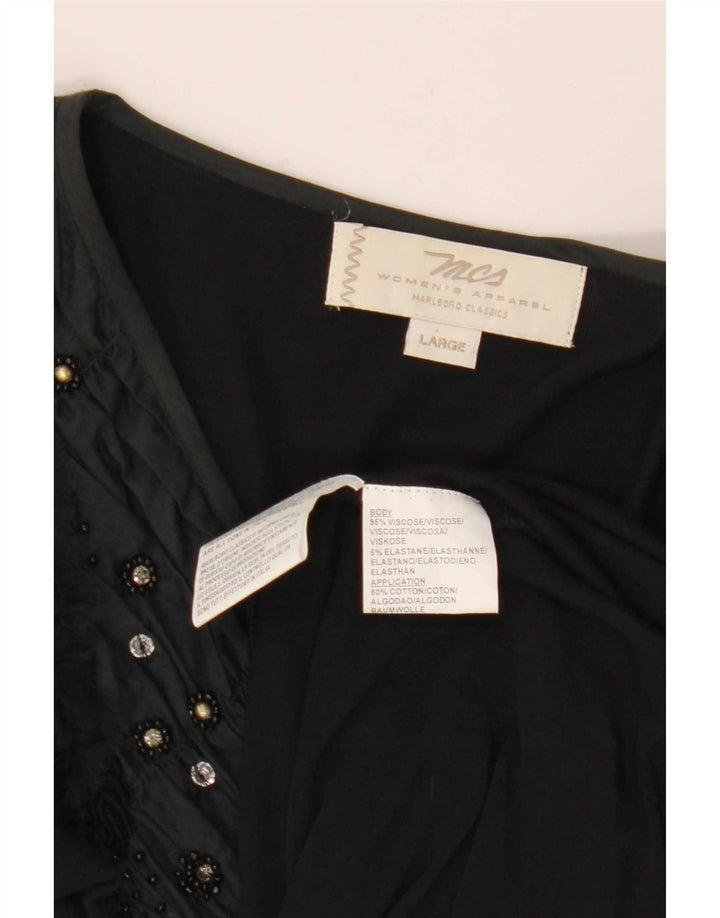 Marlboro Classics Dame Langærmet Tunika Top UK 14 Stor Sort Viscose
