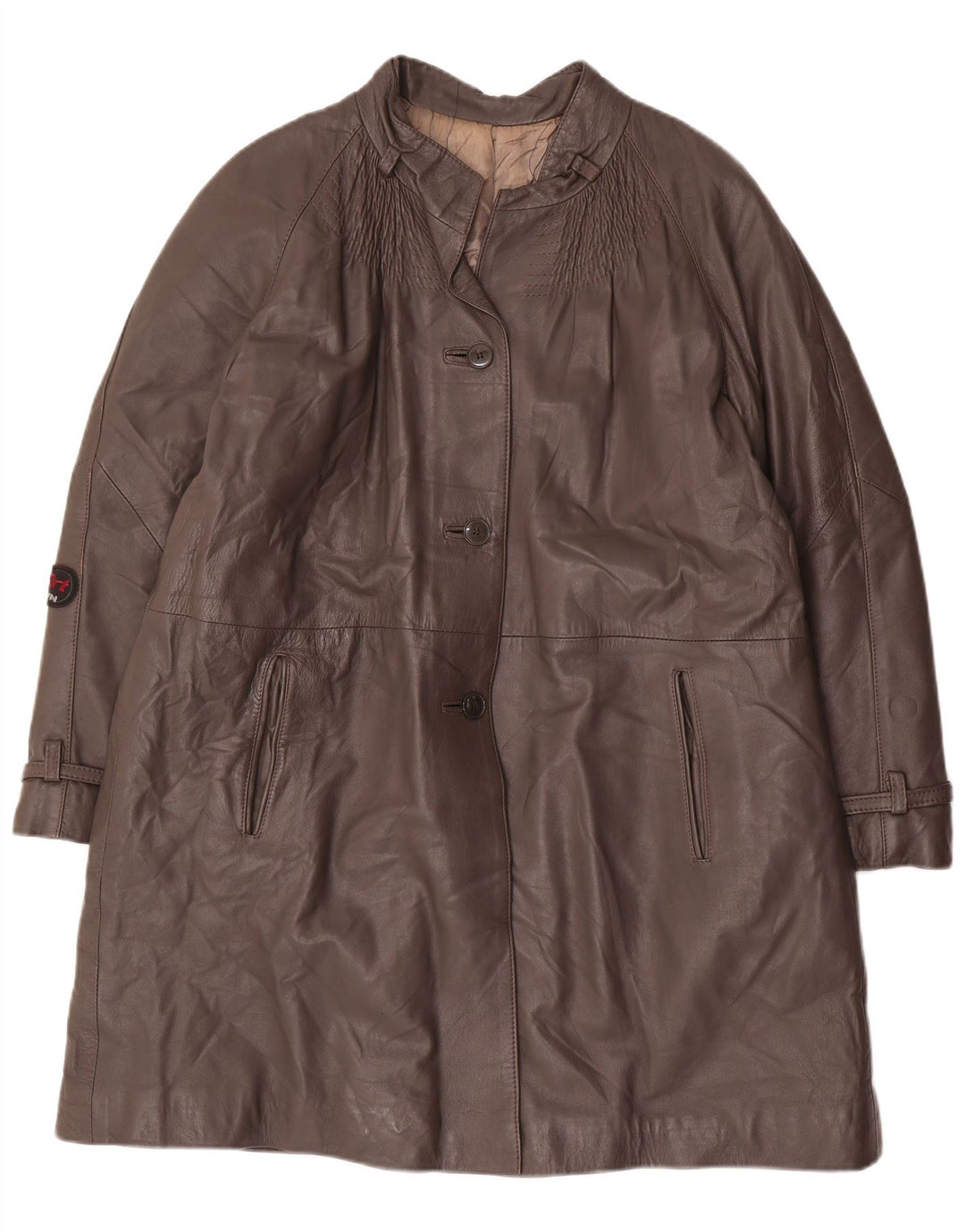 Vintage læderfrakke til kvinder IT 48 XL Grå