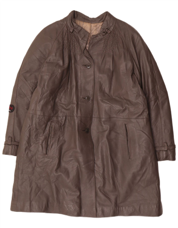 Vintage læderfrakke til kvinder IT 48 XL Grå