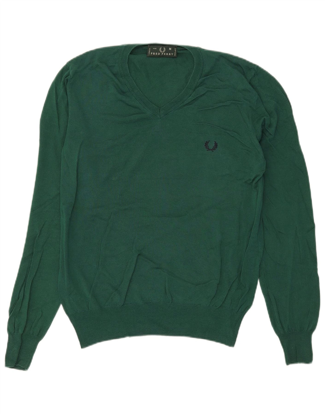 Fred Perry Herre V-hals sweater mellemgrøn bomuld
