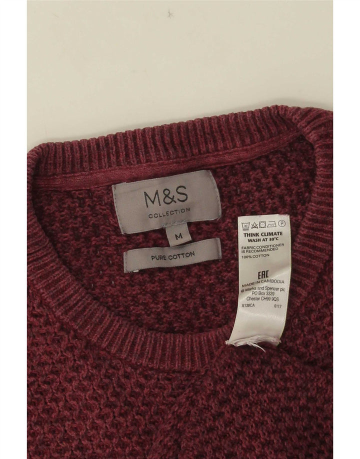 Marks & Spencer Herretrøjetrøje med rund hals Medium Bourgogne bomuld