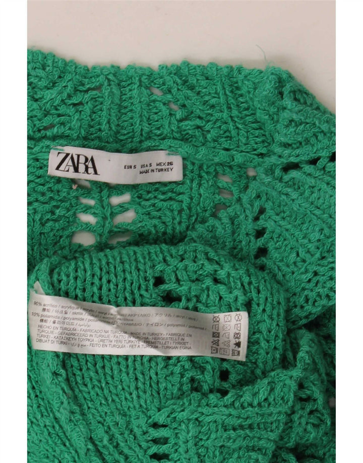 Zara Dame Oversized Turtle Neck Jumper Sweater UK 10 Small Green Acryl
