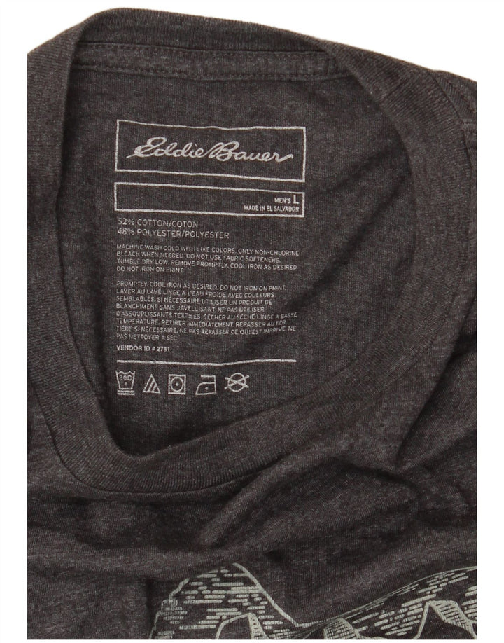 EDDIE BAUER Herre grafisk T-shirt Top Stor grå flækket bomuld