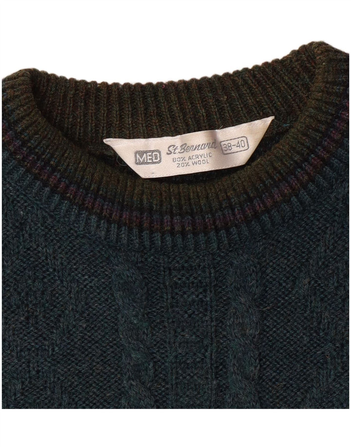 St. Bernard Herre sweater med rund hals EU 38/40 Medium Grøn Retro