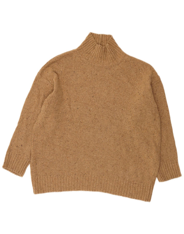 Zara Dame Loose Fit Turtle Neck Jumper Sweater UK 14 Large Brown Flecked