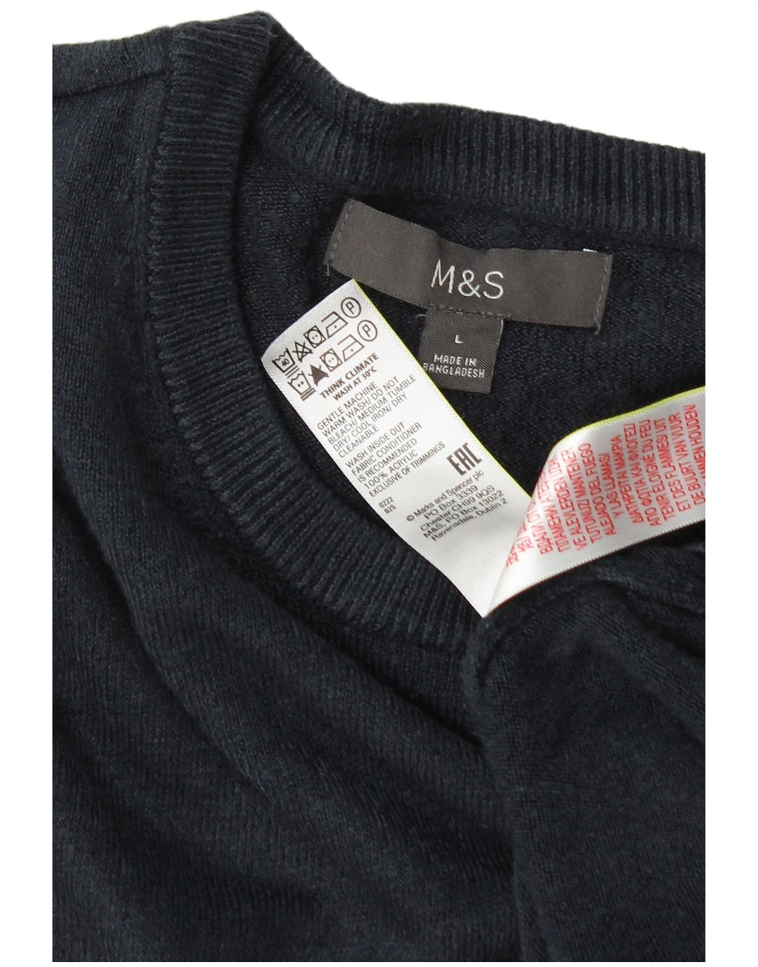 Marks & Spencer Herre sweater med rund hals, stor marineblå akryl