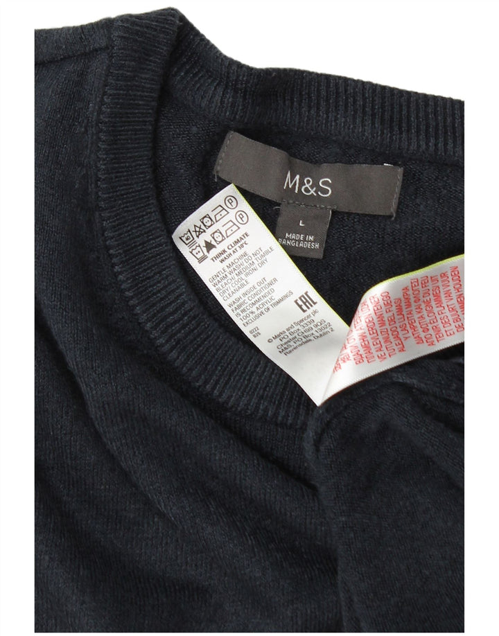 Marks & Spencer Herre sweater med rund hals, stor marineblå akryl