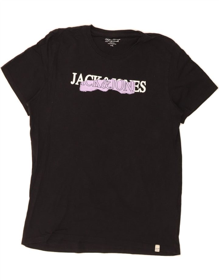 JACK & JONES Mens Graphic T-Shirt Top Large Black Cotton Vintage Jack & Jones and Second-Hand Jack & Jones from Messina Hembry 