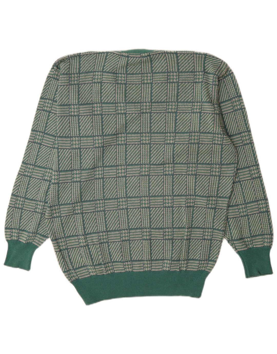 St. Andrews Herre V-hals trøje Sweater Large Green Houndstooth