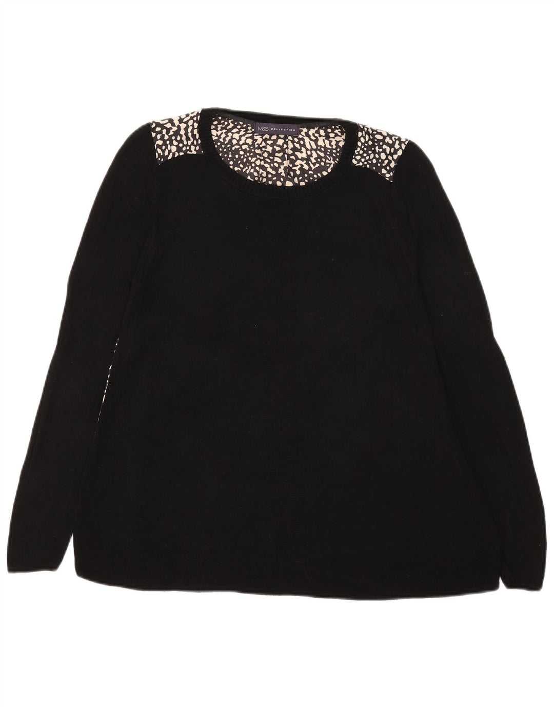 Marks & Spencer Dametop Langærmet UK 12 Medium Black Animal Print