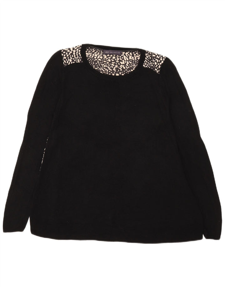 Marks & Spencer Dametop Langærmet UK 12 Medium Black Animal Print