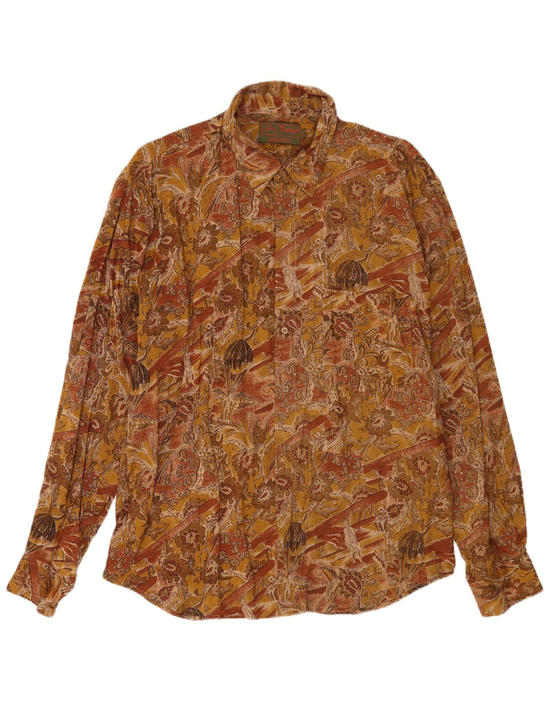 Vintage herre grafisk skjorte XL brun viskose