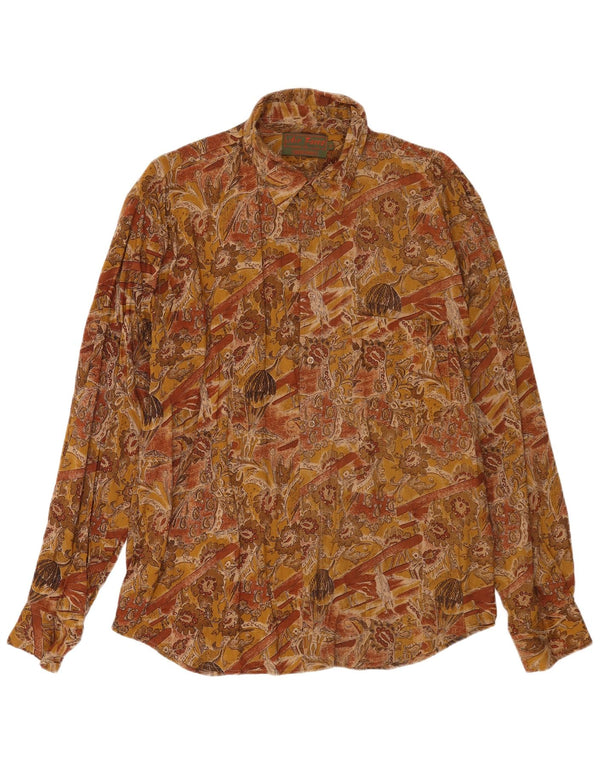 Vintage Mens Graphic Shirt XL Brown Viscose