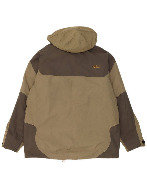 Jack Wolfskin Herre Hooded Windbreaker Jacket UK 44 XL Khaki Colourblock