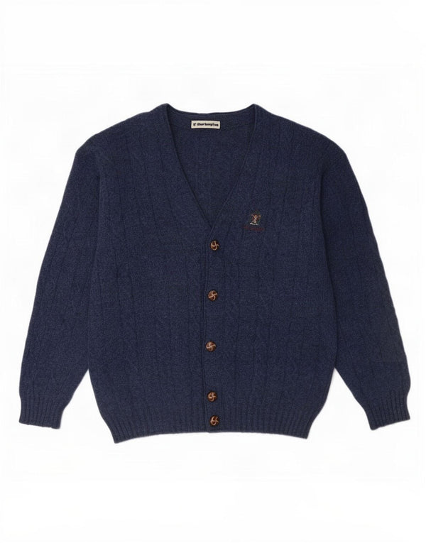 Burlington Herre Cardigan Sweater IT 48 Medium Marineblå Uld
