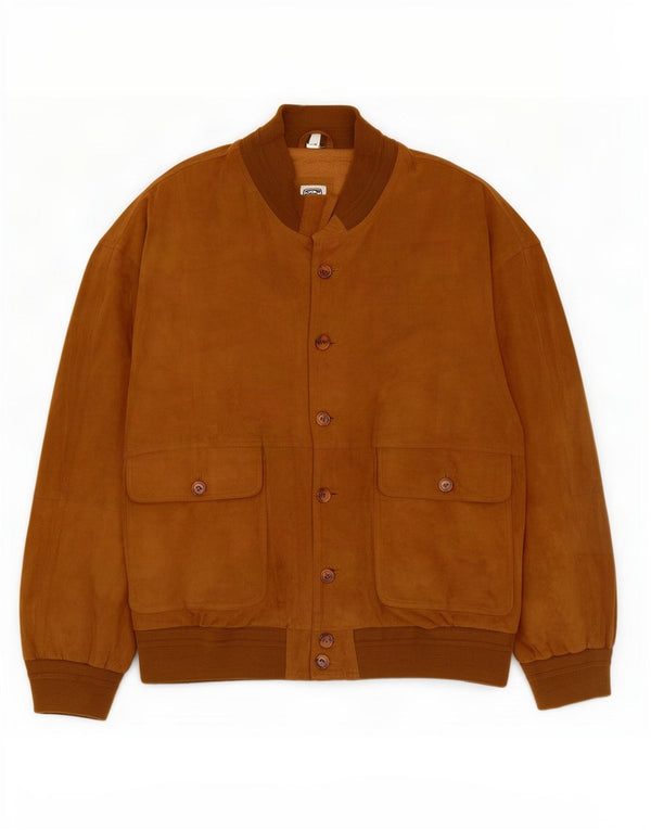 Vintage herre ruskind bomberjakke IT 56 3XL beige læder