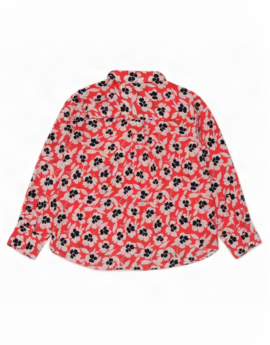 Marks & Spencer Dame Oversized skjortebluse UK 18 XL Rød blomsterpolyester