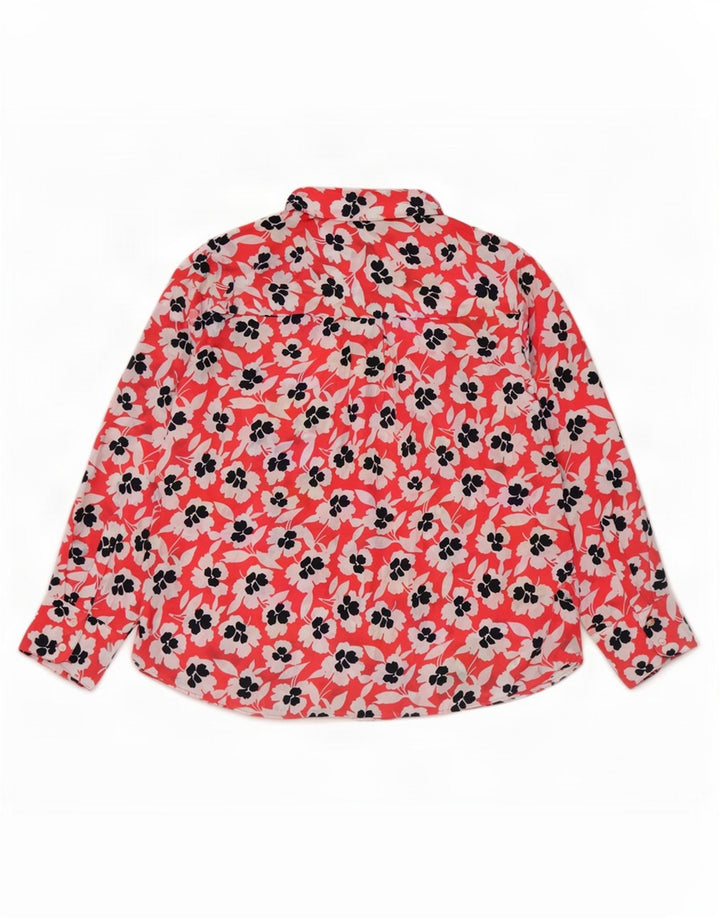 Marks & Spencer Dame Oversized skjortebluse UK 18 XL Rød blomsterpolyester