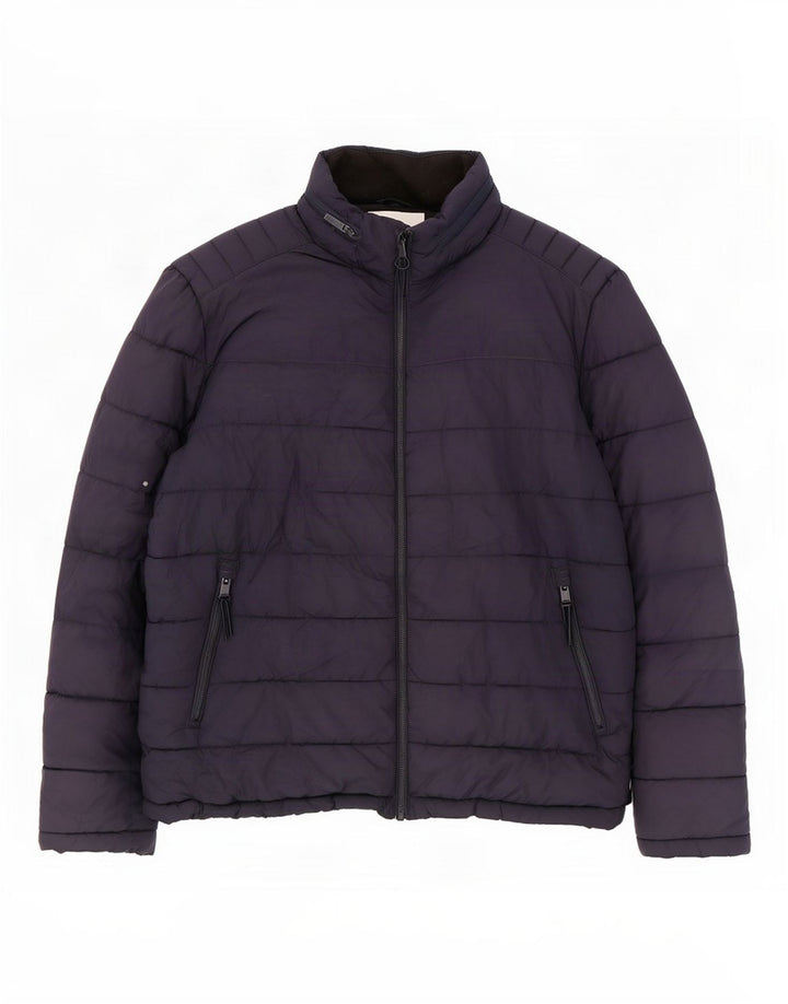 Zara Herre hættepolstret jakke UK 42 XL Navy Blue