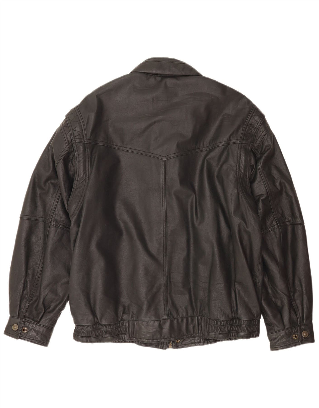 Vintage Herre Bomber Læderjakke EU 50 Large Black Læder