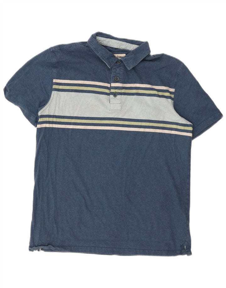Fat Face Herre Polo Shirt Stor Blå Colourblock Bomuld