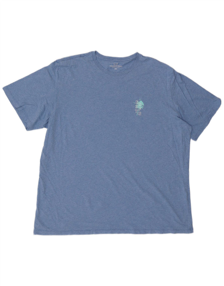 VINEYARD VINES Herre Grafisk T-Shirt Top 2XL Blå Bomuld