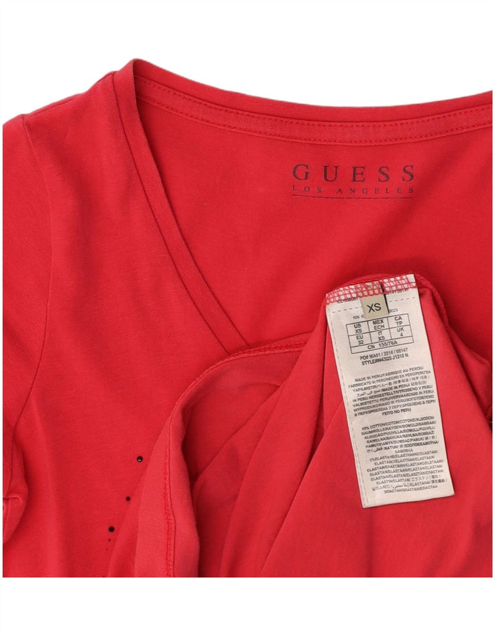GUESS Grafisk T-shirt top til kvinder UK 4 XS Pink Bomuld