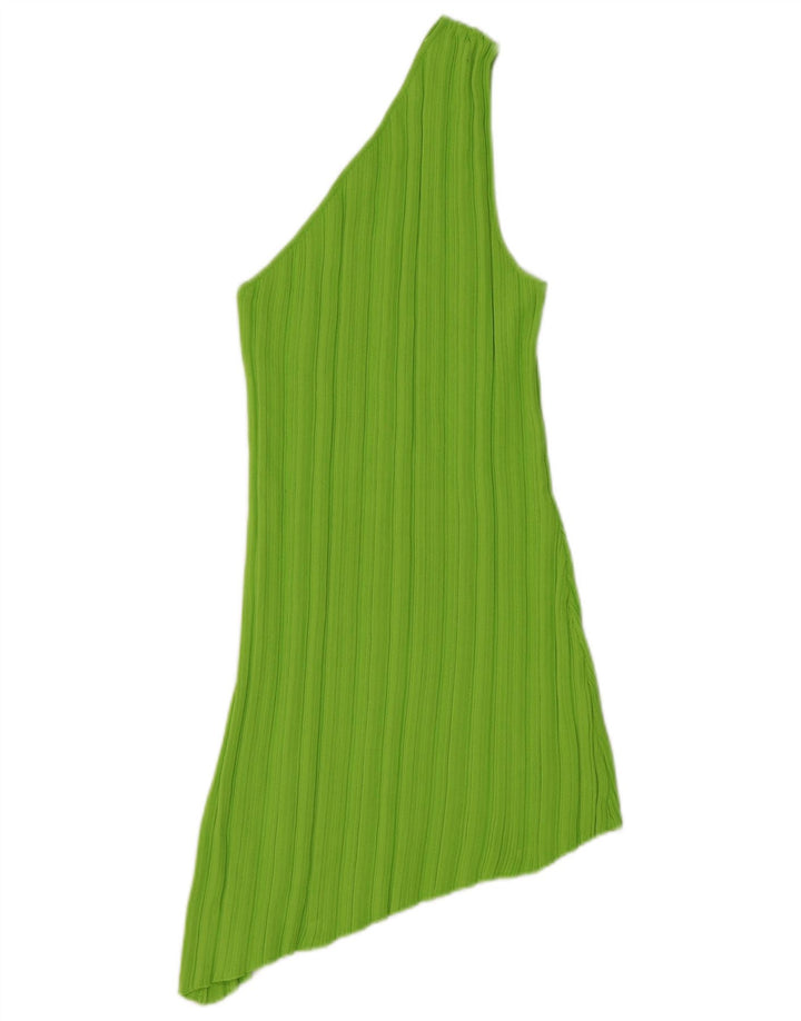Zara Womens Asymmetrisk One Shoulder Dress UK 12 Medium Green Viscose