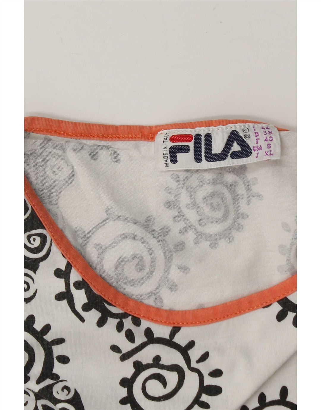 Fila Dame T-Shirt Top IT 44 Medium White Paisley