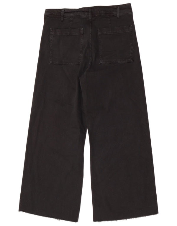 ZARA Kvinder Højtaljede Brede Ben Jeans EU 44 XL W34 L28 Sort Bomuld