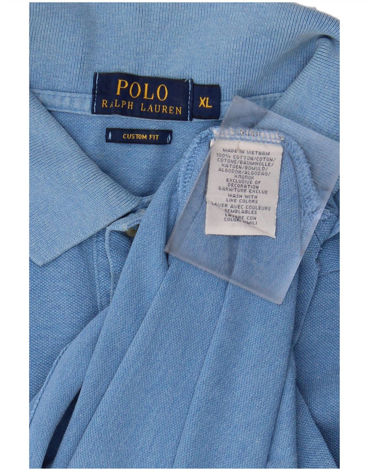 POLO RALPH LAUREN Herre Custom Fit Polo Shirt XL Blå Bomuld