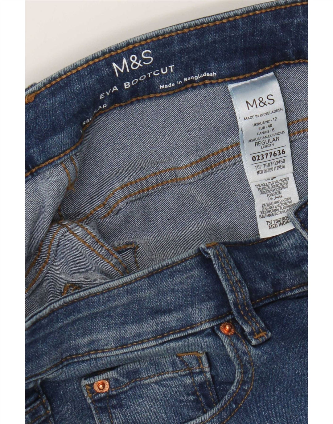 Marks & Spencer Dame Eva Regular Bootcut Jeans UK 12 Medium W32 L30 Blue