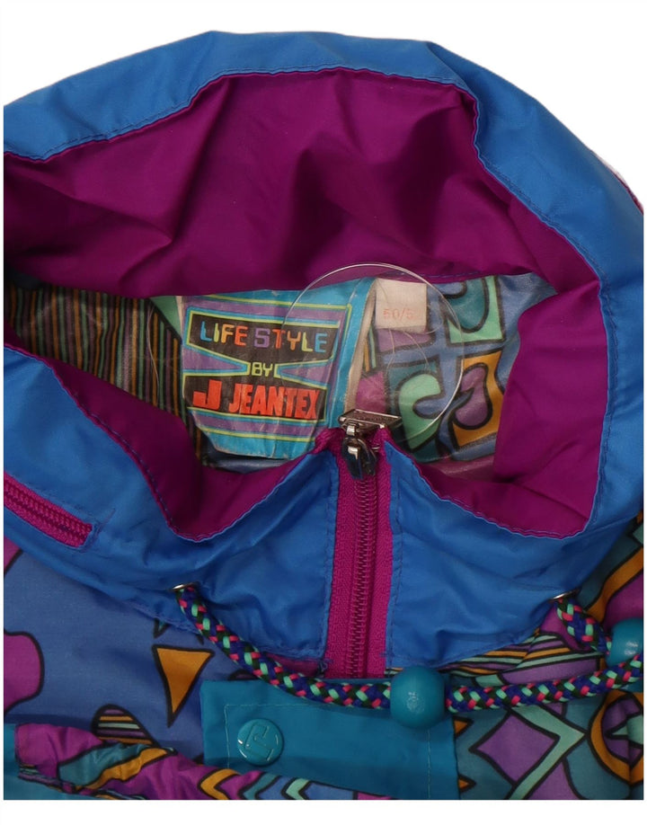 J Jeantex Herre abstrakt mønster regnjakke IT 50/52 XL Blå Colourblock