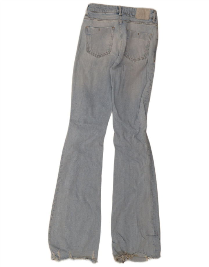 Zara Womens Tall Distressed Flared Jeans EU 34 2XS W24 L36 Blå