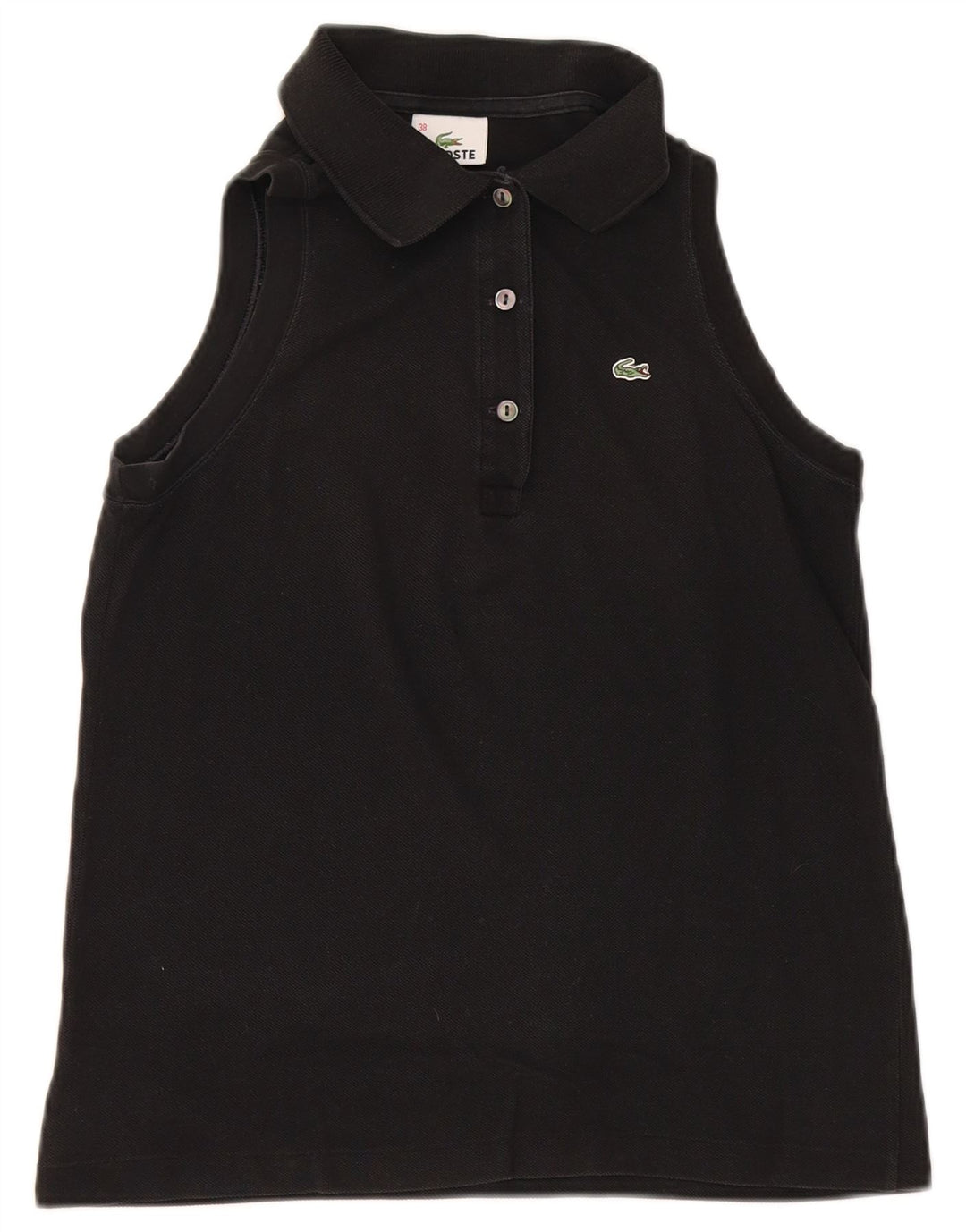Lacoste ærmeløs poloshirt til kvinder størrelse 38 Medium Sort bomuld