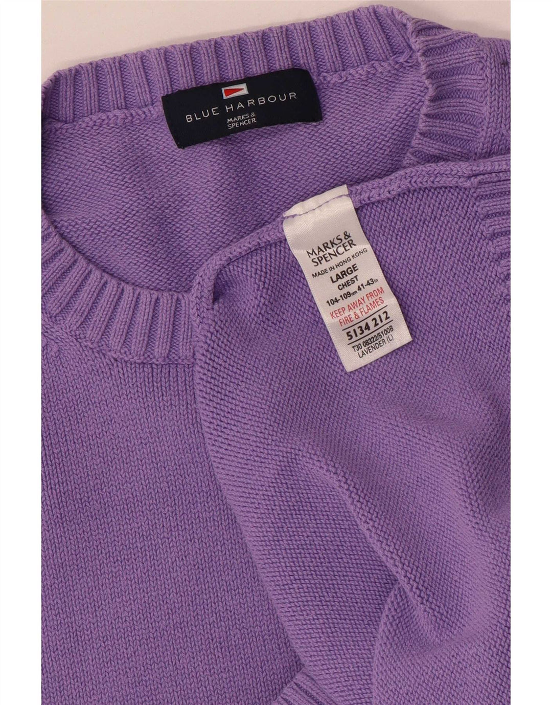 Marks & Spencer Herre Blue Harbor Crew Neck trøje Sweater Large Purple