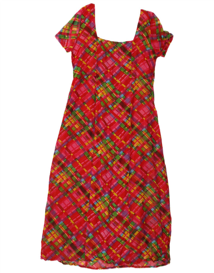 Vintage Dame A-Line Kjole UK 12 Medium Red Check