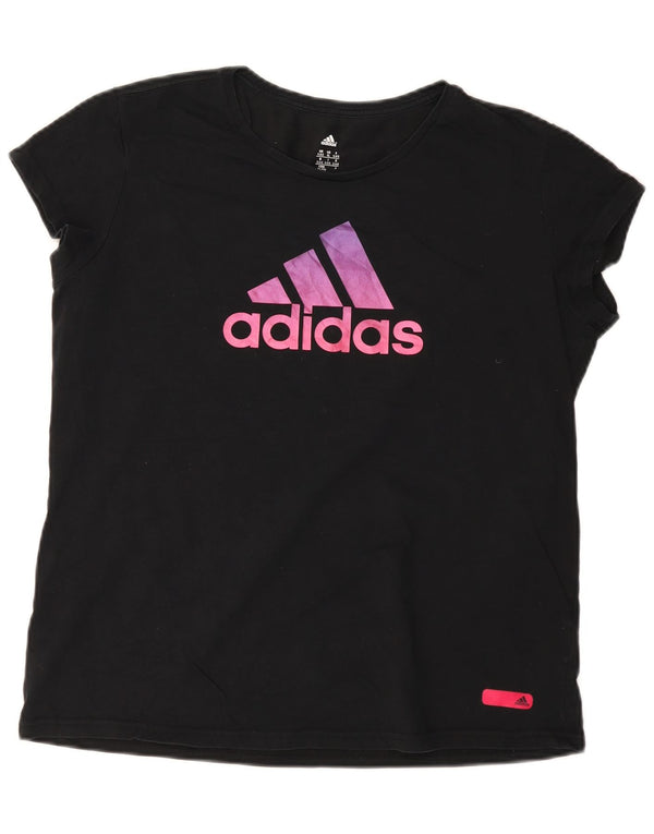 Adidas Dame Grafisk T-Shirt Top UK 20/22 XL Sort Bomuld