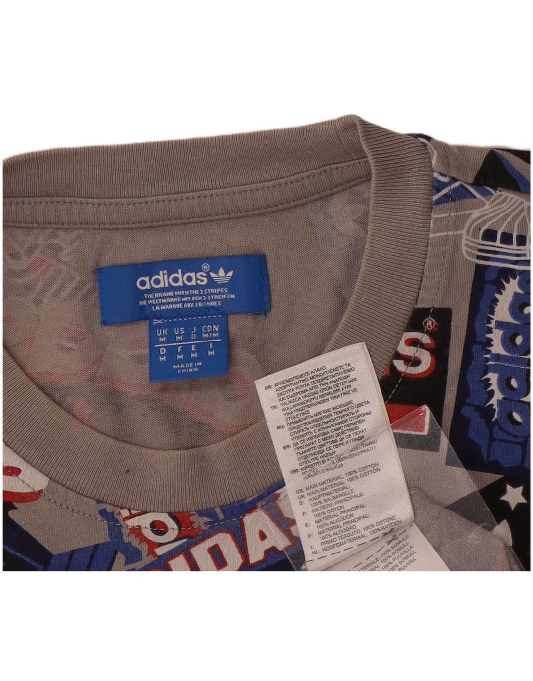 Adidas Herre grafisk T-shirt top mellemgrå bomuld