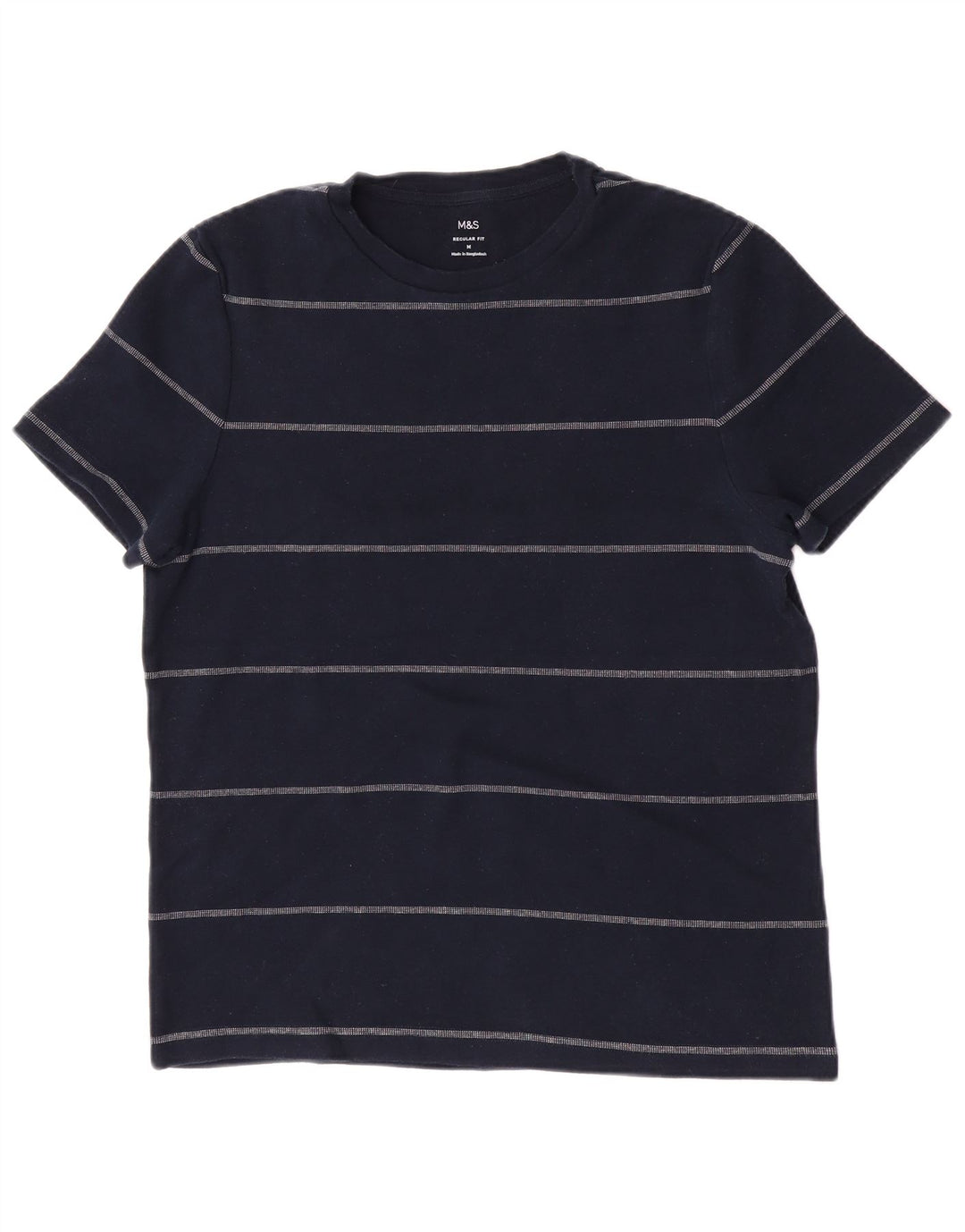 Marks & Spencer Herre Regular Fit T-shirt Top Mellem marineblå stribet