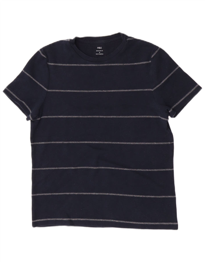 Marks & Spencer Herre Regular Fit T-shirt Top Mellem marineblå stribet