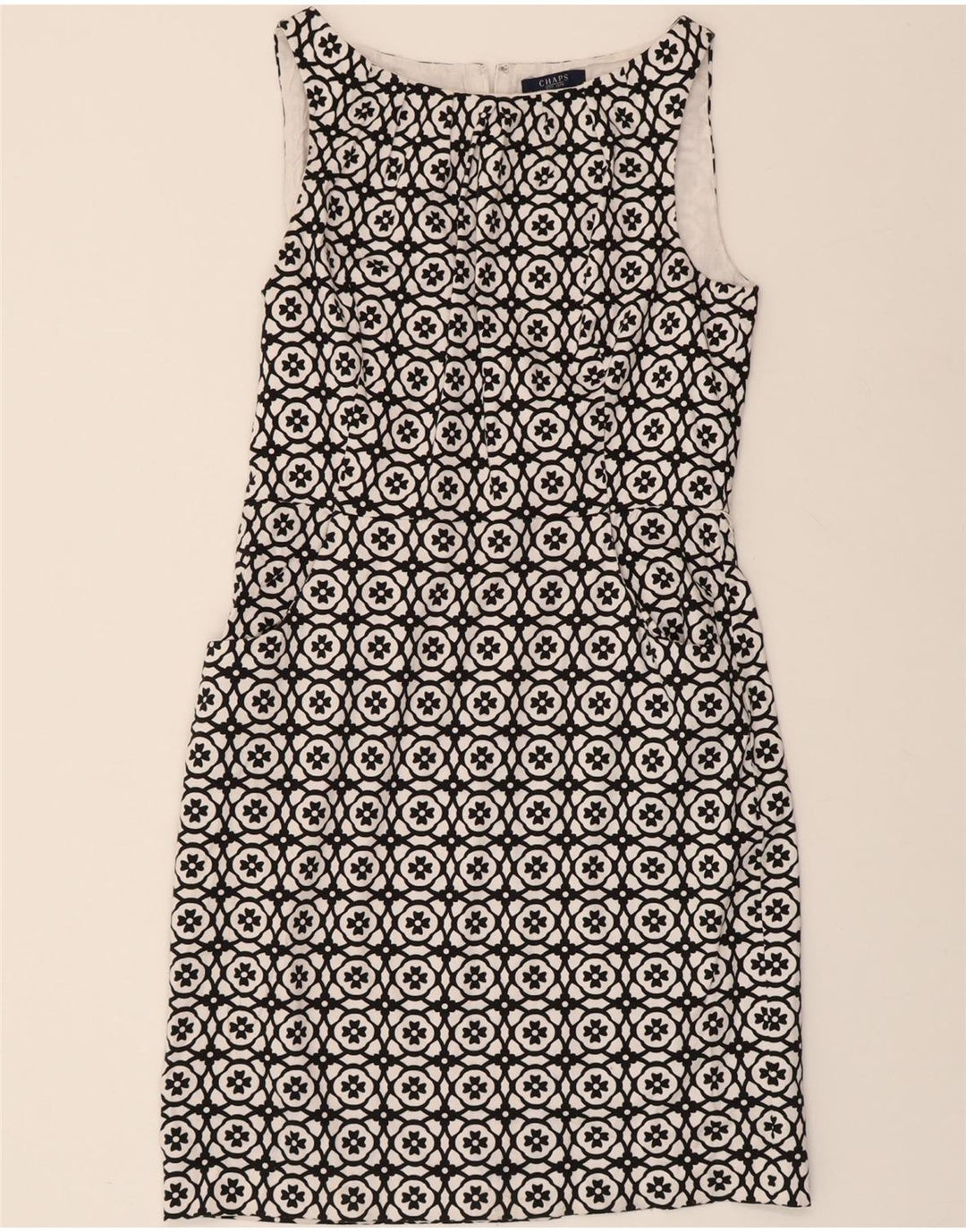 CHAPS Womens Sleeveless Sheath Dress US 12 Large Black Floral Polyester Vintage Chaps and Second-Hand Chaps from Messina Hembry 